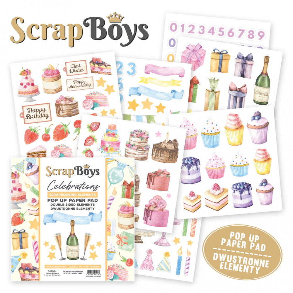 ScrapBoys Pop Up Paper Pad, "Celebration", 6x6" blokk