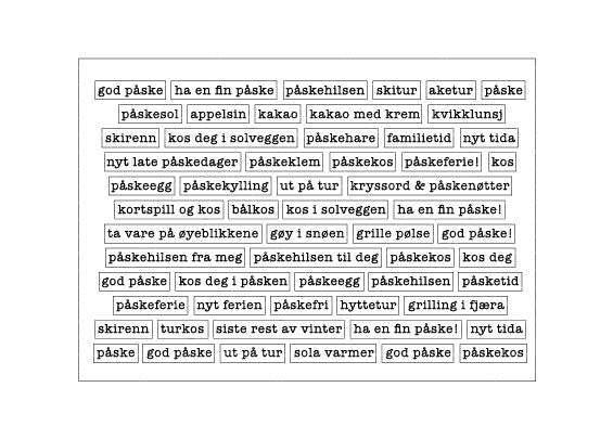 Klistremerker Norske Ord "Påske, hvit" A6